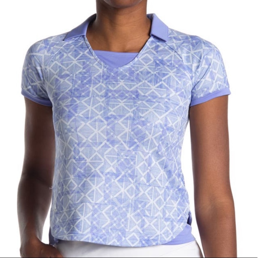 Adidas Golf Printed Short Sleeve Polo | Size Large | Chalk Purple | NWT